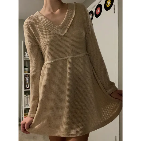 Waffle Knit Babydoll Dress - Image 3