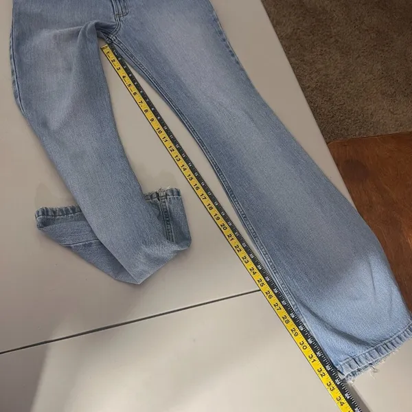 Todd Oldham Jeans 7x33 Blue Flare Leg Bell Bottom‎ Mid Rise Denim 90s Y2K Hippie - Image 12