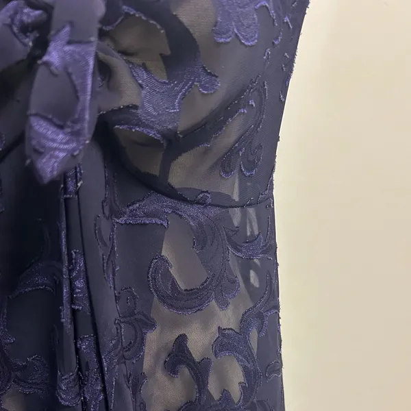 Victorias Secret Purple Blue Sheer Satin Jacquard Vintage Gold Label Chemise - Image 3