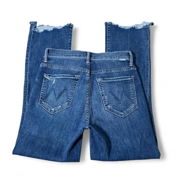Mother The Insider Crop Step Chew Jeans Dancing On Coals Blue 1417-104‎ Size 26 - Image 2
