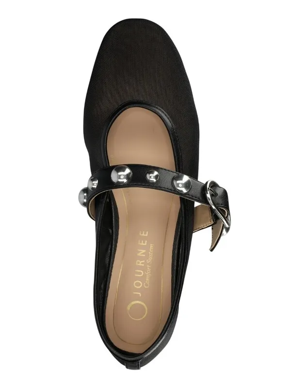 NWT Journee Collection Womens Naveah Mesh Studded Flats NAVEAH Black 8.5M - Image 4
