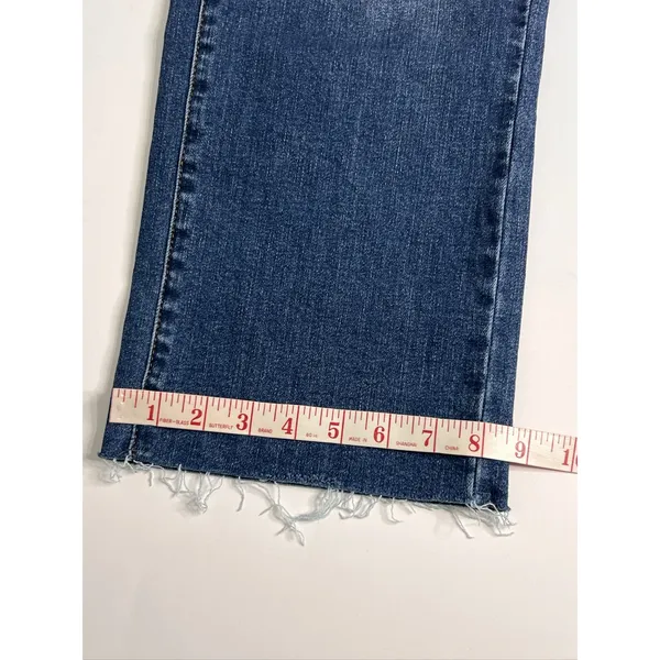 Judy Blue Wide Leg Crop Raw Hem Jeans Dark Blue High Rise Stretch Size 3/26 - Image 8
