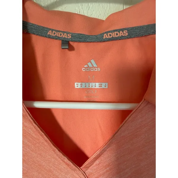 Adidas Golf Womens Sleeveless Polo Shirt Coral Heather V-Neck Marlin Logo Medium - Image 2