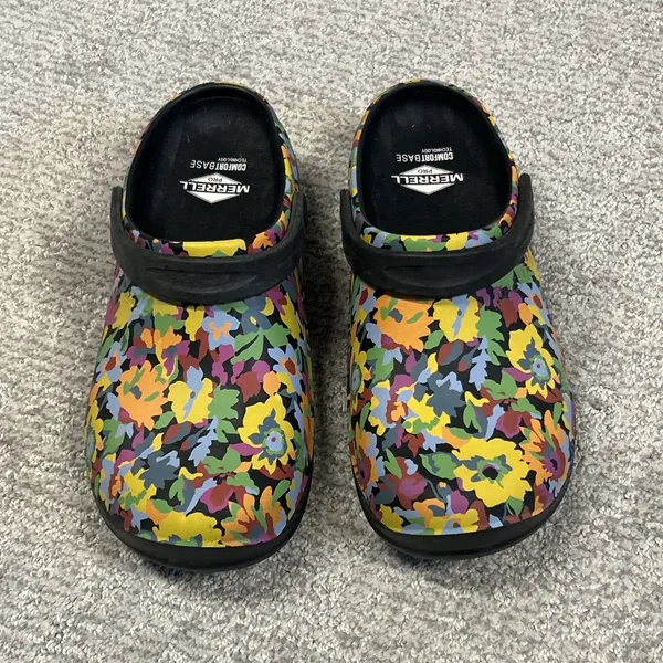 Merrell Encore Clogs Womens 10 Service Pro Slip Resistant Work Floral Mens 8 - Image 4