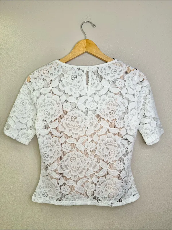 NEW BHLDN Anthropologie Jive Top Lace Bridal Wedding Blouse Top White Floral - Image 9