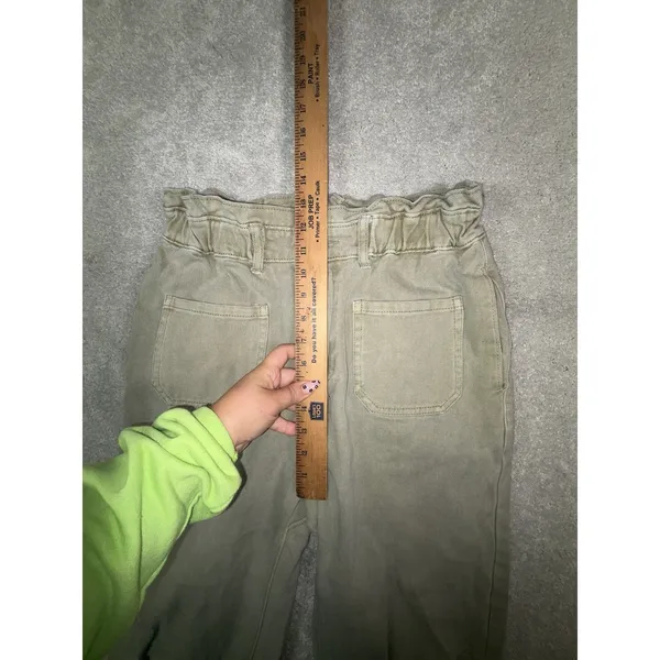 Bohme Women's M Olive Green Paperbag Waist Utility Carpenter Pants High Rise - Image 9