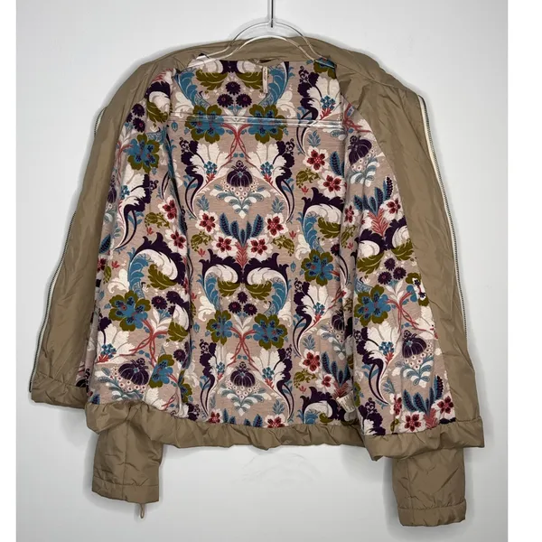 Free People Smocked Bomber Jacket with Floral Lining – Size Small - Image 5