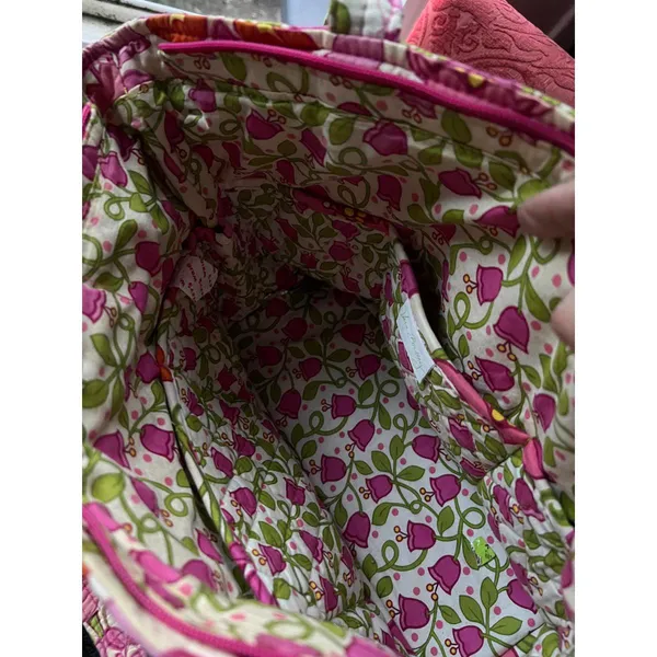 Vera Bradley Quilted Pink and Green Floral Tote Bag - Image 8