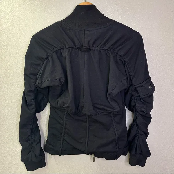 NEW Free People Movement Foundation Ruched Seam Jacket in Black Bomber Jacket - Image 4