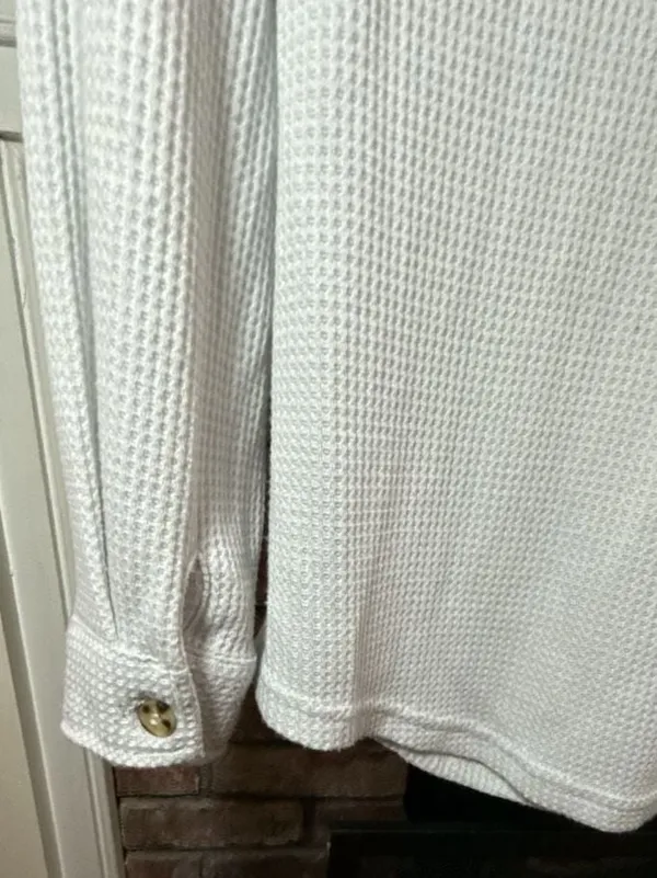 Better Together White Waffle Knit Button-Down Long Sleeve Shirt - Image 5