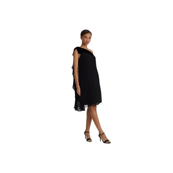 Lauren Ralph Lauren Womens Georgette One-Shoulder Dress 253808477001 Black 2 - Image 6