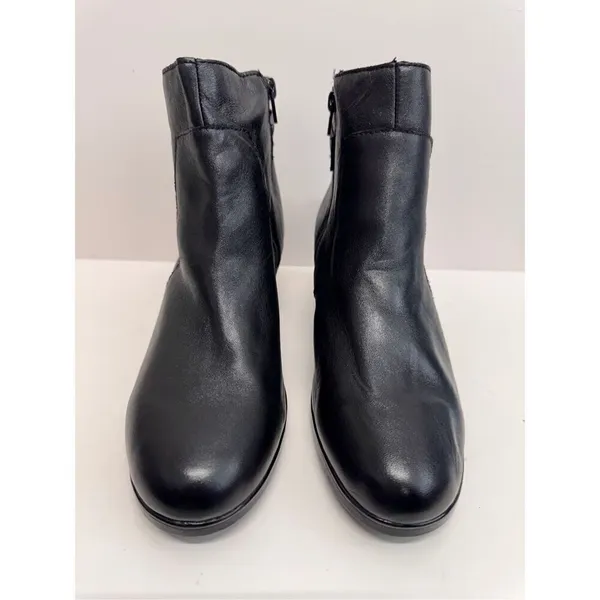 Clarks Boots‎ Size 9US Black Leather Block Heel Zip Up Booties NEW - Image 5