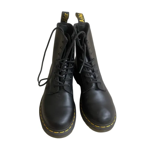 Dr. Martens 1460 W Black‎ Smooth Leather 8-Eye Lace Up Combat Boots Womens 7 - Image 2