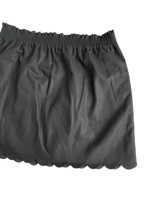 J. Crew Scalloped Side Walk Linen Blend Skirt Women’s Size 12 Black Pull On - Image 8