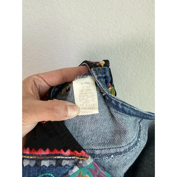 Vintage Hairston Roberson ROPA Denim‎ Vest Women's Small Floral Embroidery USA - Image 8