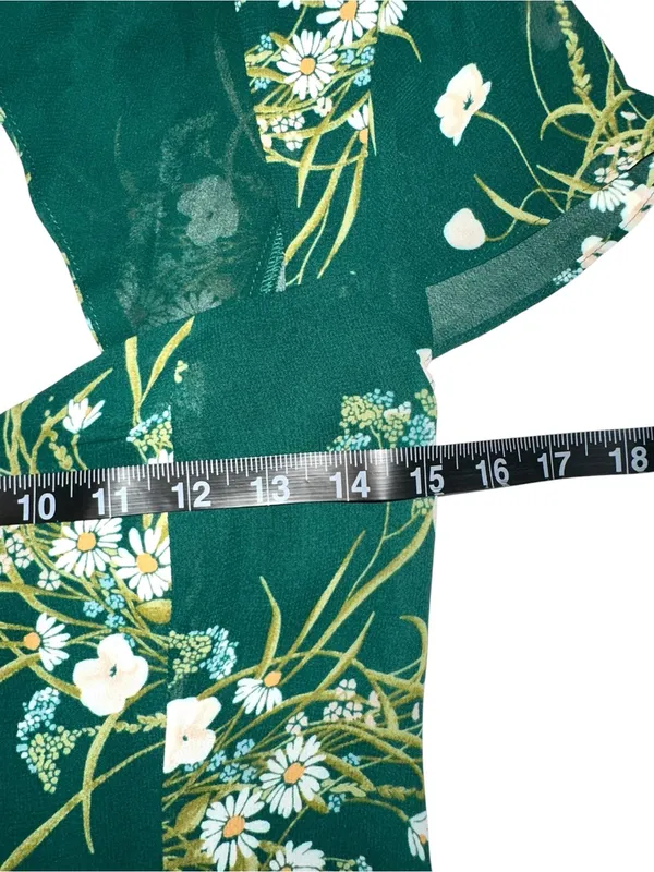 Reformation Rosi Dress Green Floral Short Sleeve Sweetheart Neck 8 in Buena - Image 9