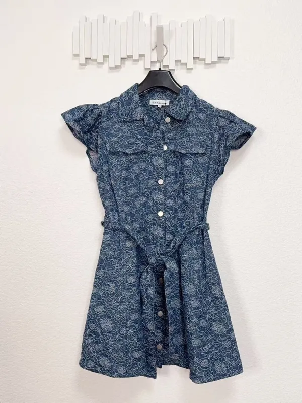 En Saison Eliana Floral Denim Cotton Mini Dress $150 Size Small - Image 5