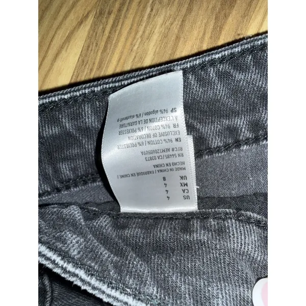 American Eagle Womens Sz 4 Black Button Fly Cutoff Jean Skirt‎ Pocketed Denim - Image 3