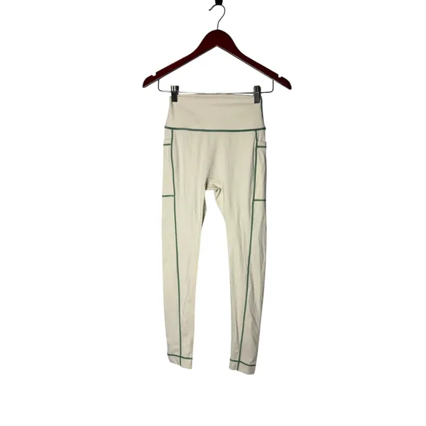 SET Active Courtside Volley Leggings in a cream green stitching sz S - Image 2