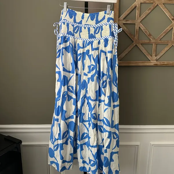 Promesa Cabana Floral Tie Detail Maxi Skirt Blue - Small - Image 6
