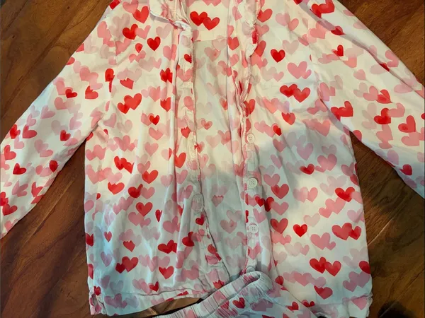 Pottery Barn Teen 100% Cotton Multi-Color Heart Two Piece Pajama Set - Image 6