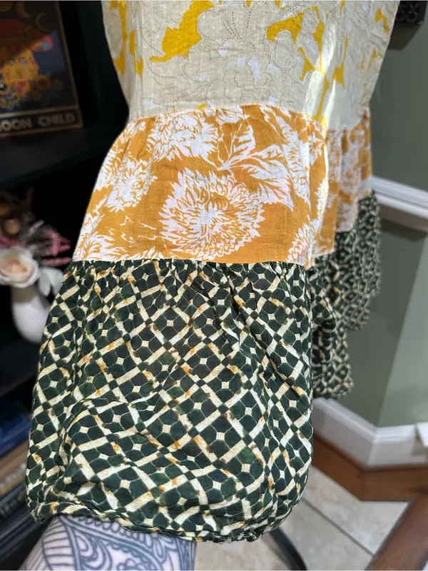 Free People “Gotta Have You” Tiered Tunic Top Multicolor Marigold Floral Print - Image 9