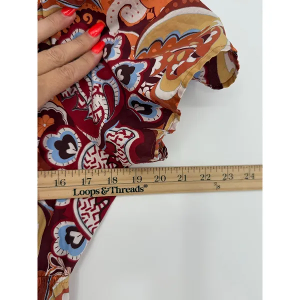 Anthropologie Somerset Maxi Dress S Retro Paisley Floral 100% Cotton Smocked - Image 7