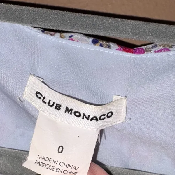 CLUB‎ MONACO Ruffle Silk floral shift Dress blue pink size 0 - Image 4