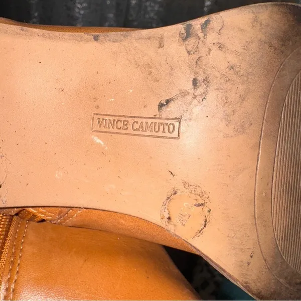 Vince Camuto Womens Cognac Leather Block Heel Ankle Boots Size 8.5M Brown‎ Zip - Image 5
