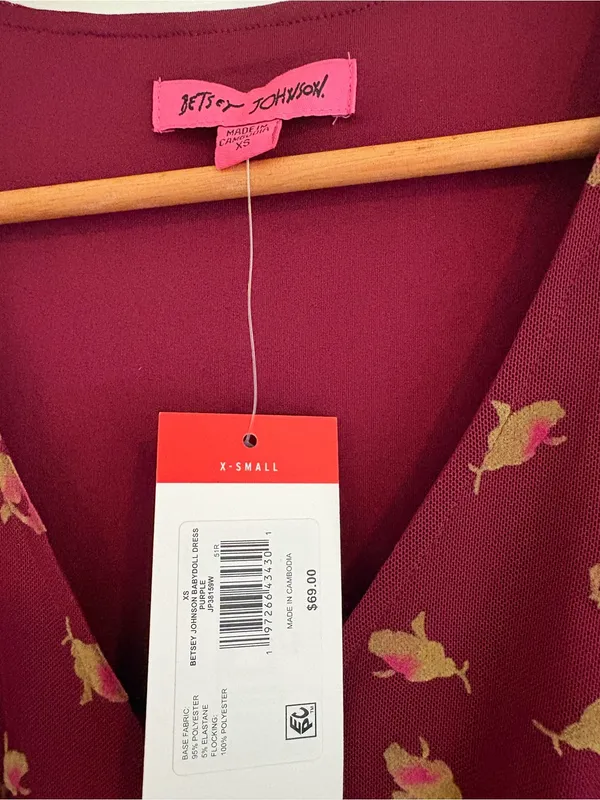 Betsey Johnson Burgundy Floral Long-Sleeve Mini Dress - Image 6