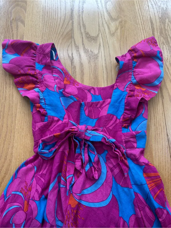 Tuckernuck X Cameran‎ Eubanks Wild Azalea Edisto Dress Pink Blue Linen Small S - Image 14