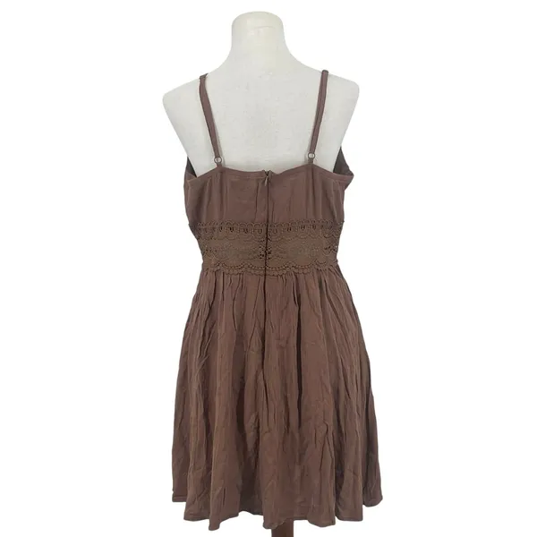 NWT Almost Famous Brown Babydoll Sundress Crochet Y2K Forest‎ Fairy Coquette - Image 2
