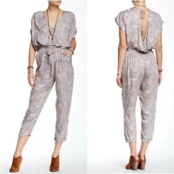 Free People Universal Surplice‎ Jumpsuit In Taupe - Image 2