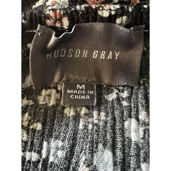 Hudson Gray Black Floral Dress Size Medium‎ Tiered Flowy Prairie - Image 5