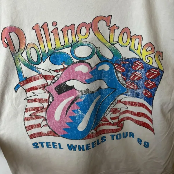 The Rolling Stone Steel Wheels Tour T Shirt Medium M Womens White Single Band - Image 6