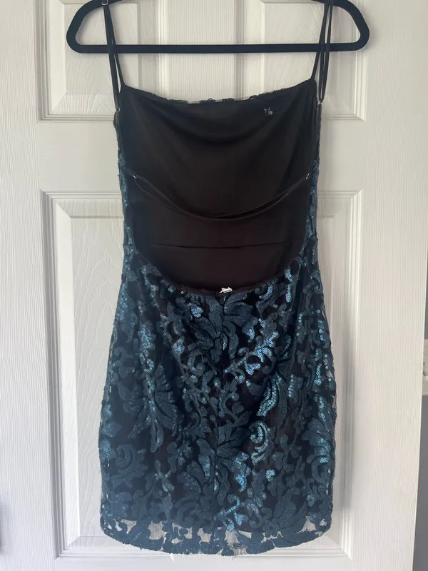 Black and blue sequin mini dress Size XS - Image 2