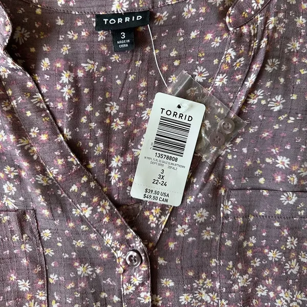 Torrid Purple Lindsay Button-Front Dolman Top Size 3 or 3X or 22-24 - Image 6