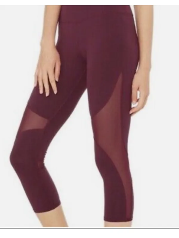 Alo Yoga Burgundy High Waist Mesh Panel Crop Leggings W5475R Size Small - Image 12