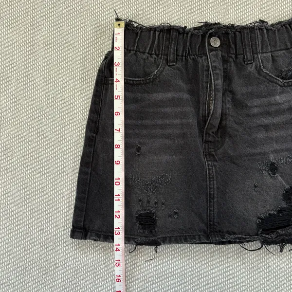 Vervet Black Distressed Ripped Grunge Denim Cotton Mini Jean Skirt Sz Xs - Image 4