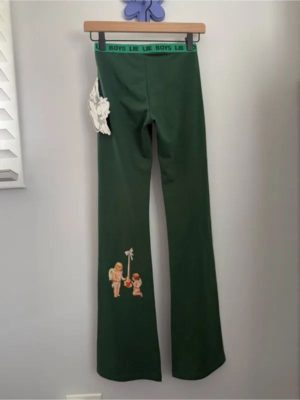 Boys Lie Small NEW Kindling V2 Pants Green Bootcut Lounge Comfy Angels Coquette - Image 6