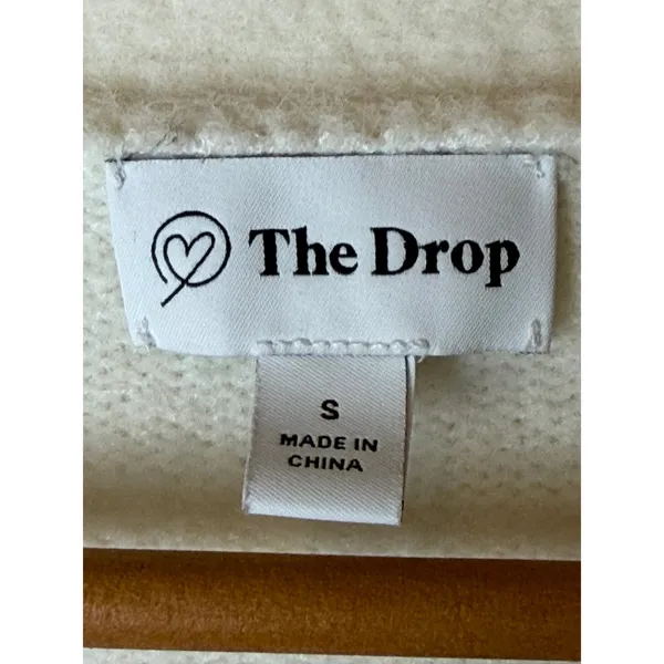 The Drop Francine V Neck Cardigan‎ Women Small Ivory Knit Cozy Fuzzy Sweater - Image 8