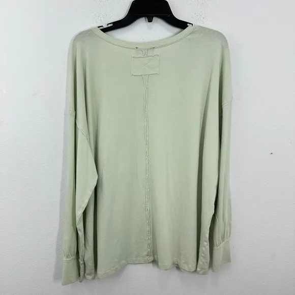 1.State Pastel Mint Green Cotton Long Sleeve Top with Pocket Round Neck Casual‎ - Image 10