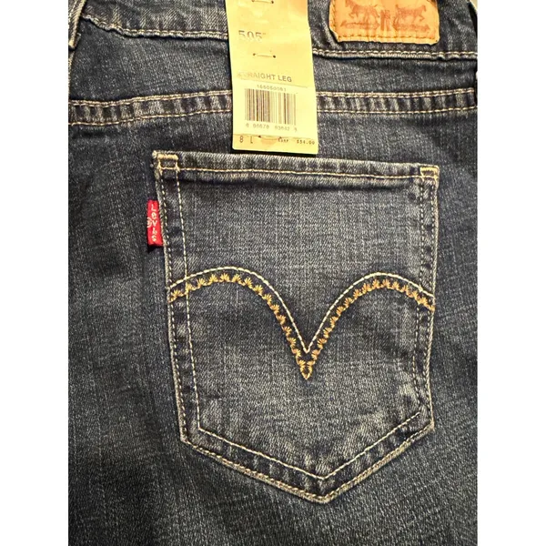 Levis 505 Straight Leg Jeans Womens 8 L Dark Wash Denim Stretch New NWT - Image 5
