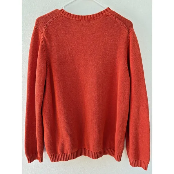 Vintage LL Bean‎ Sweater Womens Large Orange Fishermancore Chunky Thick Ski - Image 2