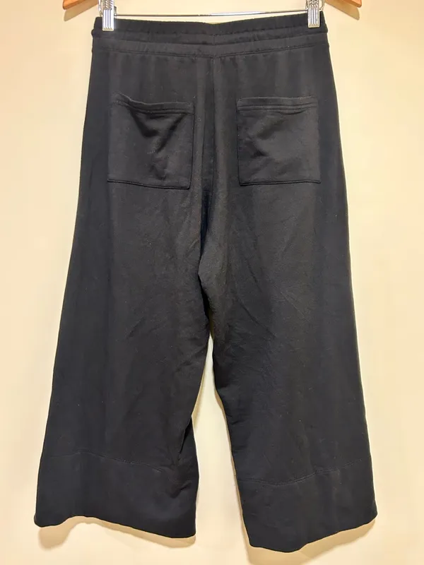 Quince Supersoft Fleece Wide Leg Cropped Pants in Black Size Small - Image 4