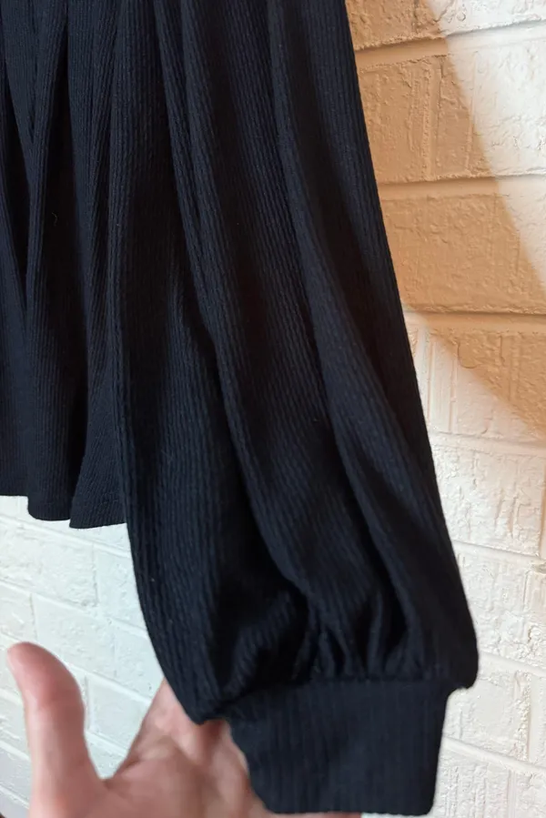 Free People Black Cotton Blend Long Sleeve Ladies Top Size S ✨ - Image 9