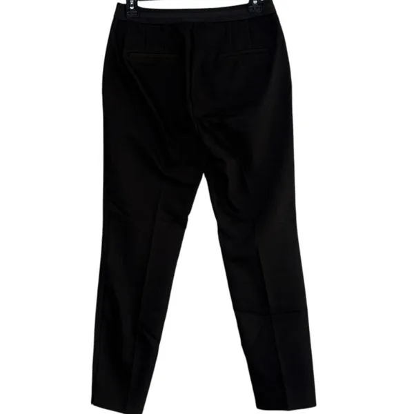 Zara Slim Straight Mid Rise Ankle Cropped Trouser Flat Front Pockets M Black - Image 15