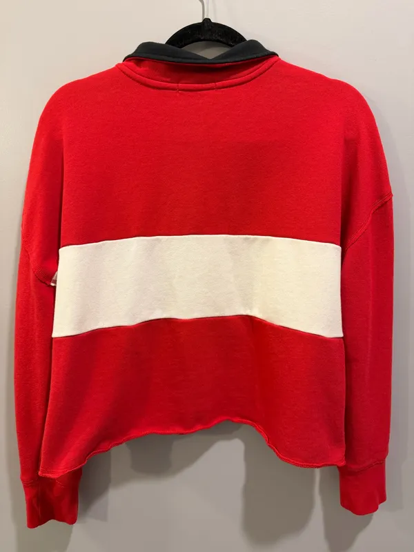 ‘47 University of Georgia Bulldogs Cropped Raw Hem Retro Inspired Quarter Zip Pullover Red - Image 2