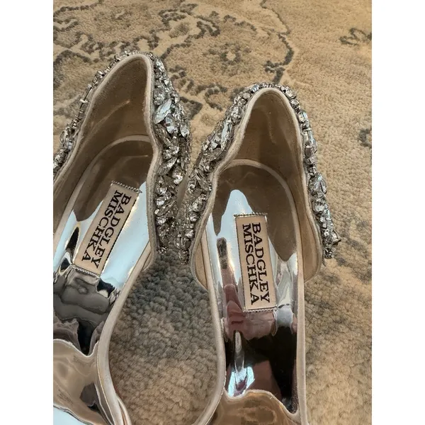 Badgley Mischka Celeste Embellished Peep Toe Heels Wedding Bridal Sz 9.5 - Image 11