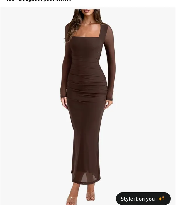 bodycon maxi dress Brown Size M - Image 2